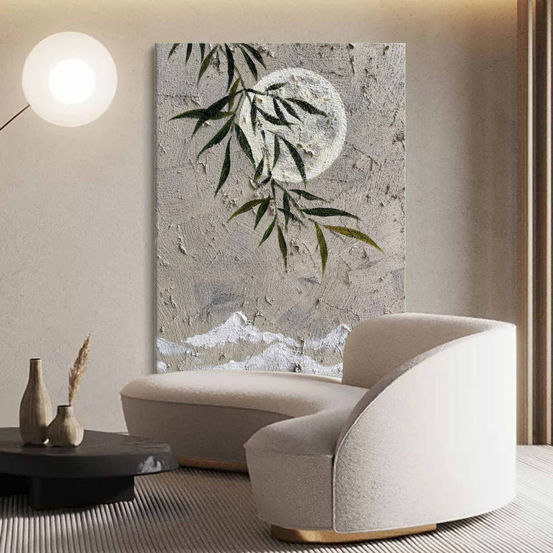 Moon Oil Painting Moon Acrylic Texture Painting Moon Canvas Wall Art Wabi Sabi Art For Sale