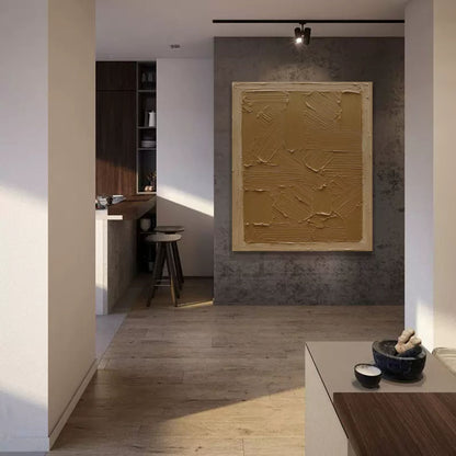 Brown abstract art on canvas Brown textured painting Brown minimalist wall art Wabi-sabi wall decor