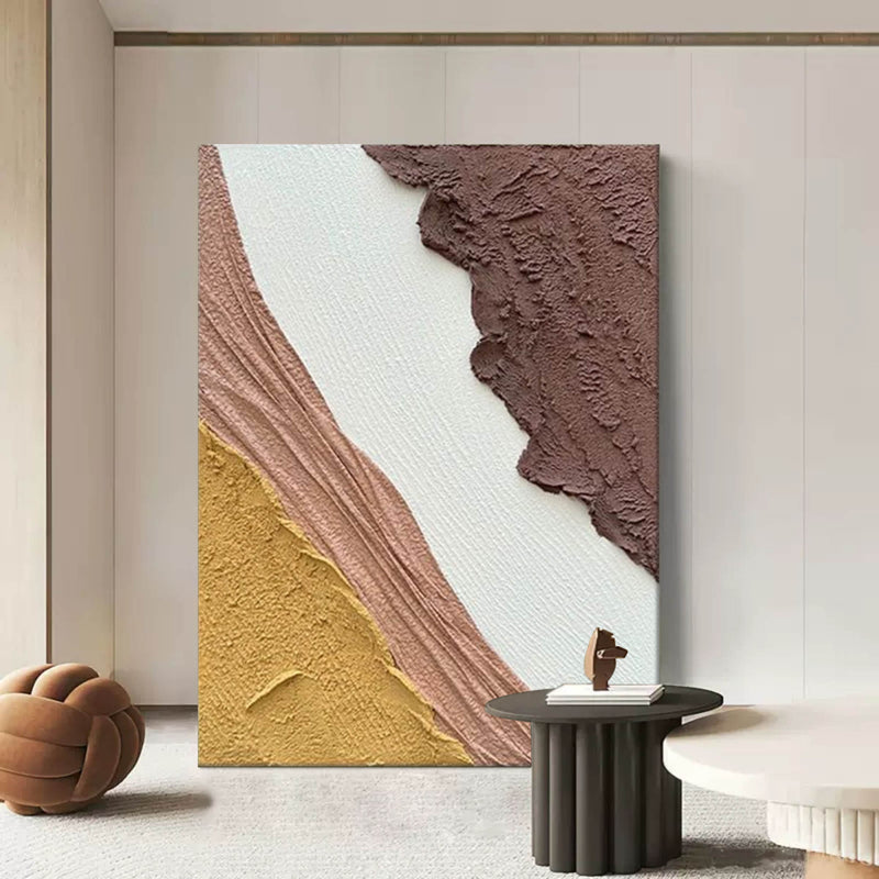 White and Orange Abstract Canvas Painting Orange Textured Canvas Art 3D Plaster Abstract Art