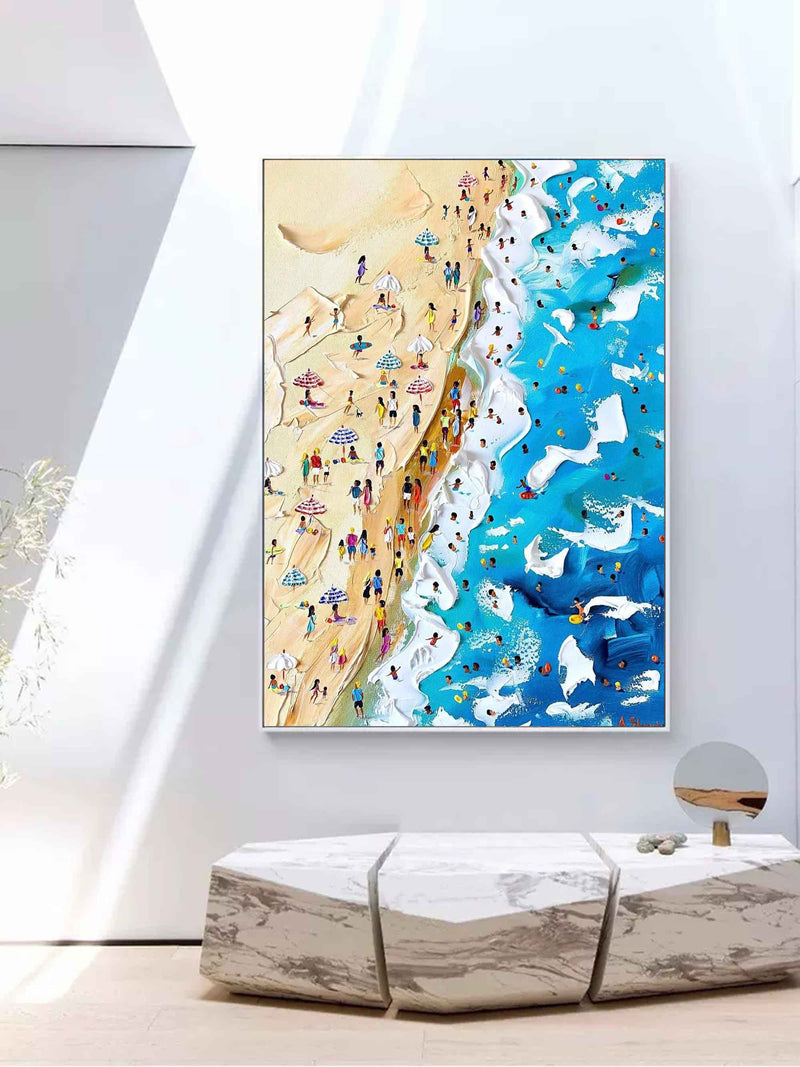 Ocean Wave Beach Oil Painting For Sale Summer Seaside Holiday Painting Plaster Canvas Art