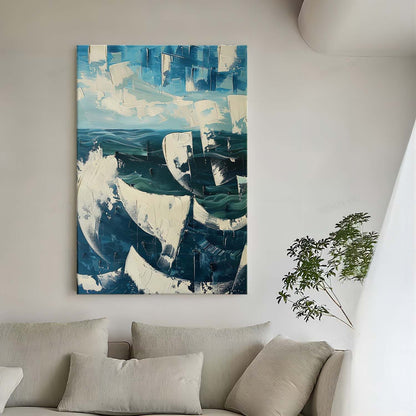 Large Blue Abstract Sea Oil Painting Blue Abstract Sea Texture Painting Blue Abstract Sea Abstract Art on Canvas