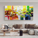 Large Colorful Abstract Canvas Oil Painting Colorful Textured Wall Art Colorful Texture Abstract Art