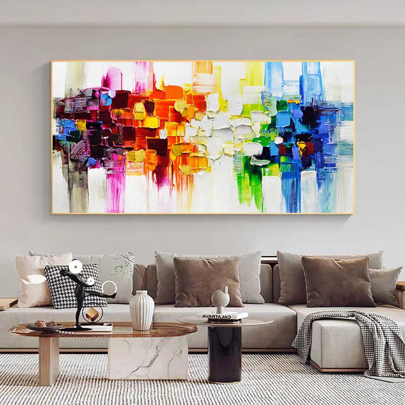 Large 3D Color Abstract Art Colorful Texture Wall Painting Colorful Oil Painting on Canvas Colorful Home Wall Decor