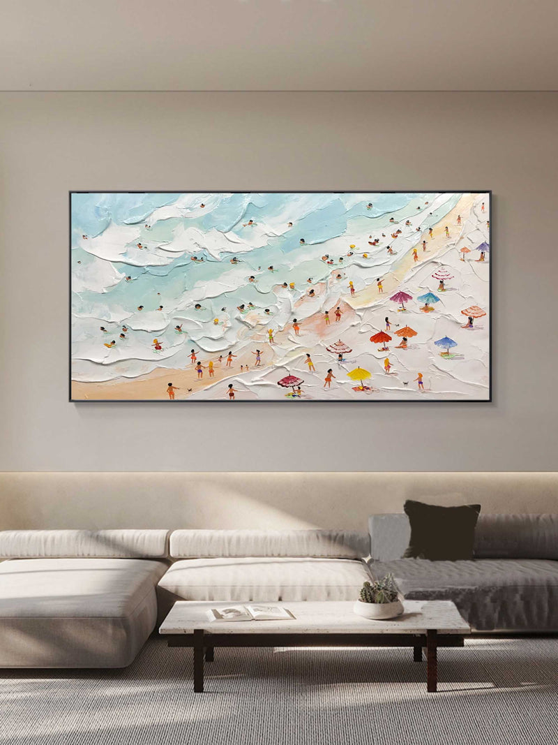 Large Seaside Vacation Canvas Oil Paintings For Sale Sea Wave Beach Landscape Canvas Art