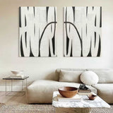Wabi Sabi Abstract Art Canvas Set of 2 Black and White Texture Abstract Painting Wabi Sabi Wall Art