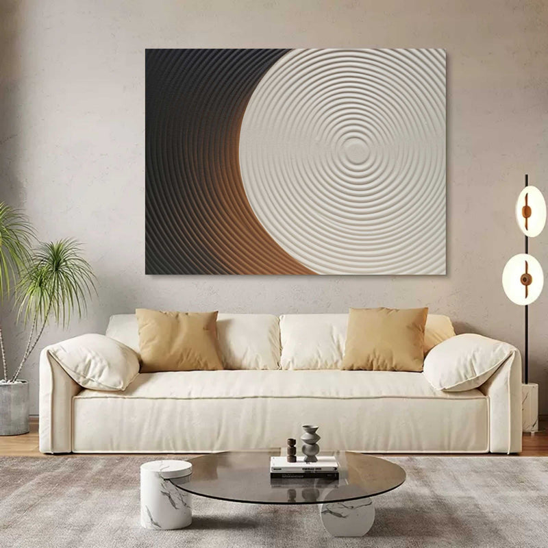 Large 3D White Plaster Abstract Art White and Brown Abstract Texture Wall Art Wabi-Sabi Art Canvas