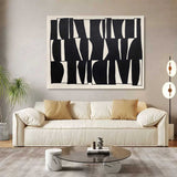 3D Large Black and White Texture Abstract Canvas Painting Wabi Sabi Art Minimalist Wall Art