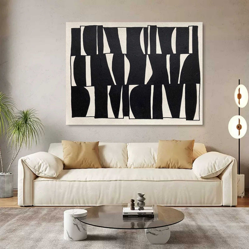 3D Large Black and White Texture Abstract Canvas Painting Wabi Sabi Art Minimalist Wall Art