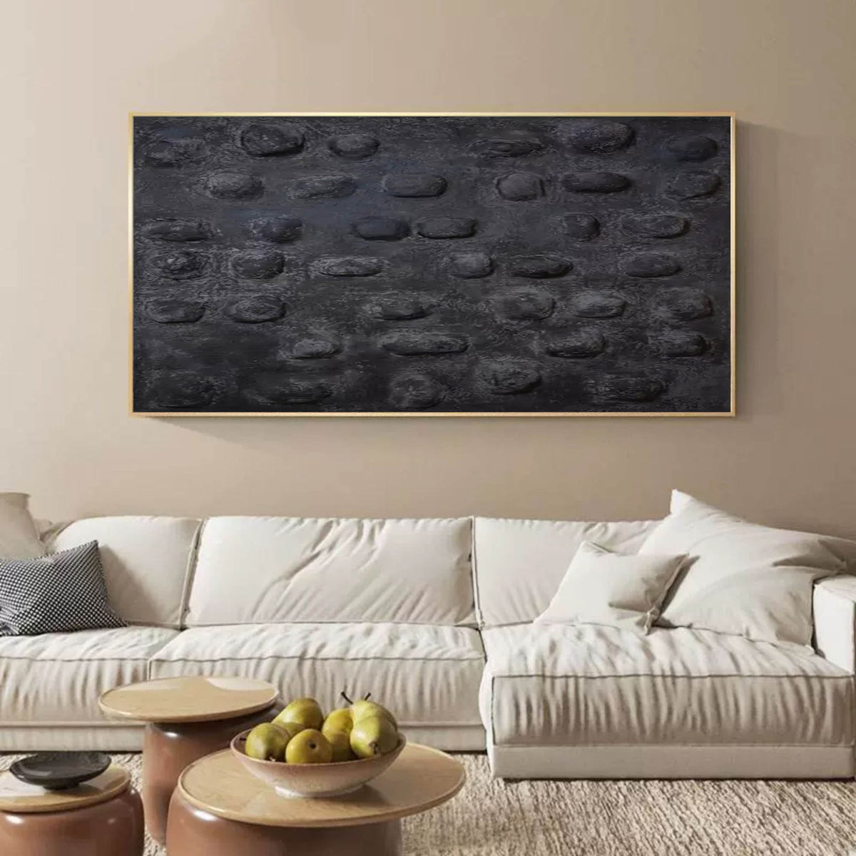 3D Large Black Textured Abstract Canvas Art Large Wabi Sabi Wall Art ...