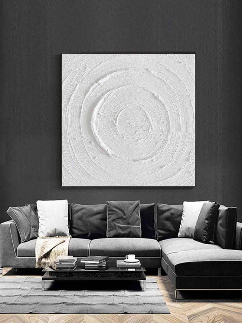 3D Large White Canvas Abstract Art Plaster Art On Canvas White Plaster Abstract Art Plaster Wall Art