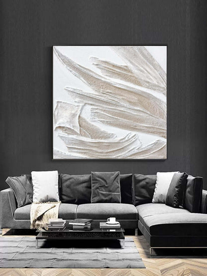 White And Gray Canvas Abstract Art White And Gray Canvas Wall Art White Plaster Painting on sale