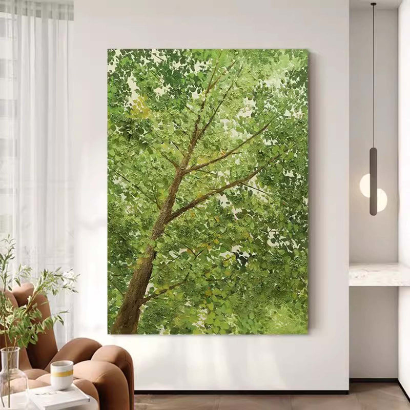 Big Green Textured Tree Painting Green Tree Textured Canvas Wall Art 3D Green Tree Acrylic Painting