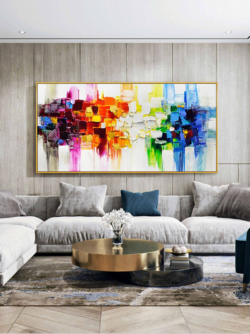Large 3D Color Abstract Art Colorful Texture Wall Painting Colorful Oil ...