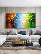 Large Knife Color Painting Palette Knife Painting On Canvas Colorful Textured Abstract Art Wall Art