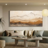 Large Brown and Beige Abstract Mountain Oil Painting Wabi-Sabi Art Mountain Texture Canvas Wall Art