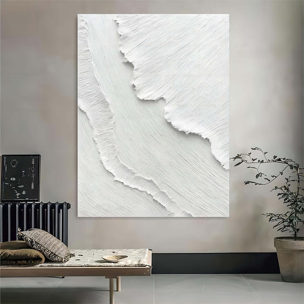 White 3D Plaster Painting White 3D Textured Abstract Art White 3D Minimalist Painting 3D Plaster Art