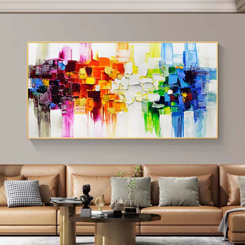 Large 3D Color Abstract Art Colorful Texture Wall Painting Colorful Oil Painting on Canvas Colorful Home Wall Decor