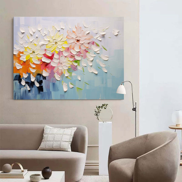 Large Colorful Petals Texture Wall Painting Colorful Petals Canvas Art Colorful Petals Oil Painting