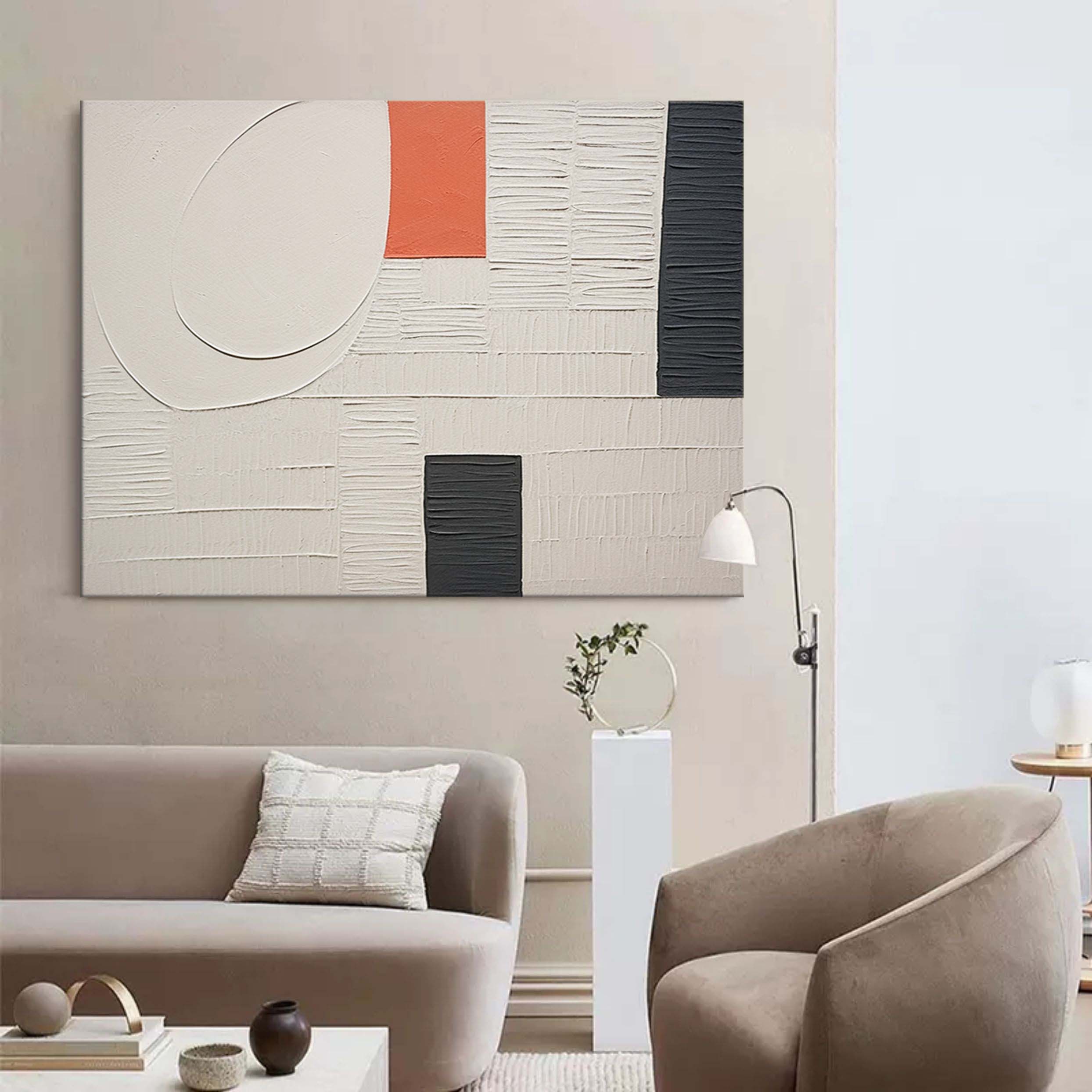 Large White 3D Textured Wall Painting White Minimalistic Wall Art White Plaster Abstract Canvas Art