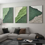 Green Abstract Canvas Art Set of 3 Green Textured Abstract Painting Green Abstract Art on Canvas