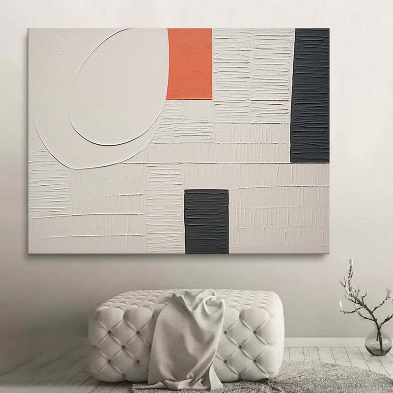 Large White 3D Textured Wall Painting White Minimalistic Wall Art White Plaster Abstract Canvas Art