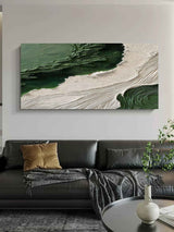 Large 3D Green and White Textured Abstract Canvas Art Wabi-Sabi Art Textured Acrylic Wall Painting