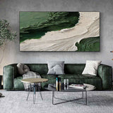 Large 3D Green and White Textured Abstract Canvas Art Wabi-Sabi Art Textured Acrylic Wall Painting