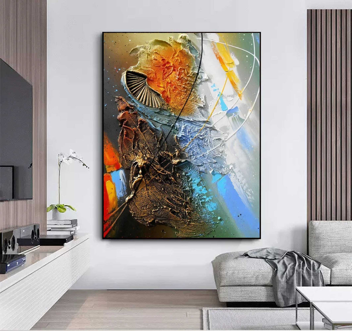 3D Colorful Abstract Art Color Textured Acrylic Painting Textured Wall ...
