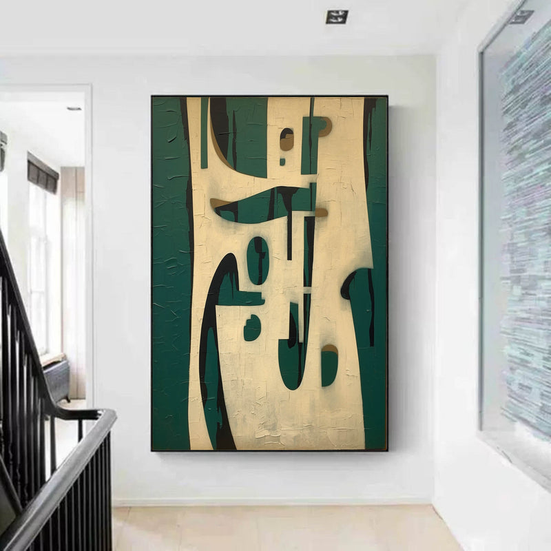 Green and Beige Textured Abstract Art Canvas Wabi-Sabi Art vintage weathered Textured Wall Painting