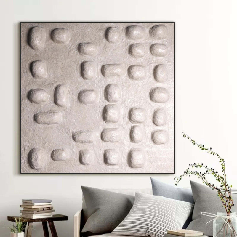 3D Beige Textured Abstract Art For Sale Wabi-Sabi Wall Art White Thick Acrylic Canvas Painting