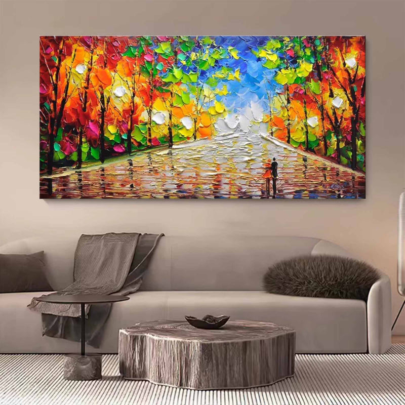 Large Palette Knife Abstract Canvas Paintings Colorful Textured Painting Living Room Wall Hanging Painting