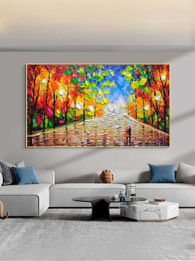 Large Palette Knife Abstract Canvas Paintings Colorful Textured Painting Living Room Wall Hanging Painting