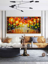 Large Colorful Street Oil Painting Street Painting On Canvas Palette Knife Texture Wall Art Knife Painting