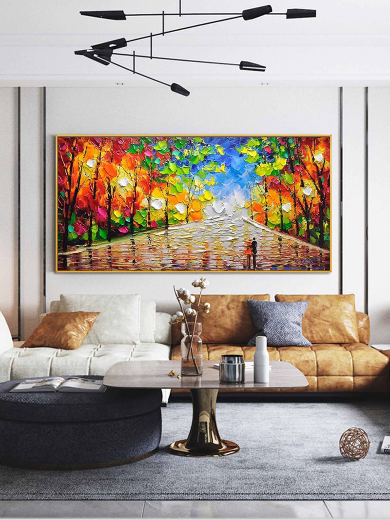 Large Palette Knife Abstract Canvas Paintings Colorful Textured Painting Living Room Wall Hanging Painting