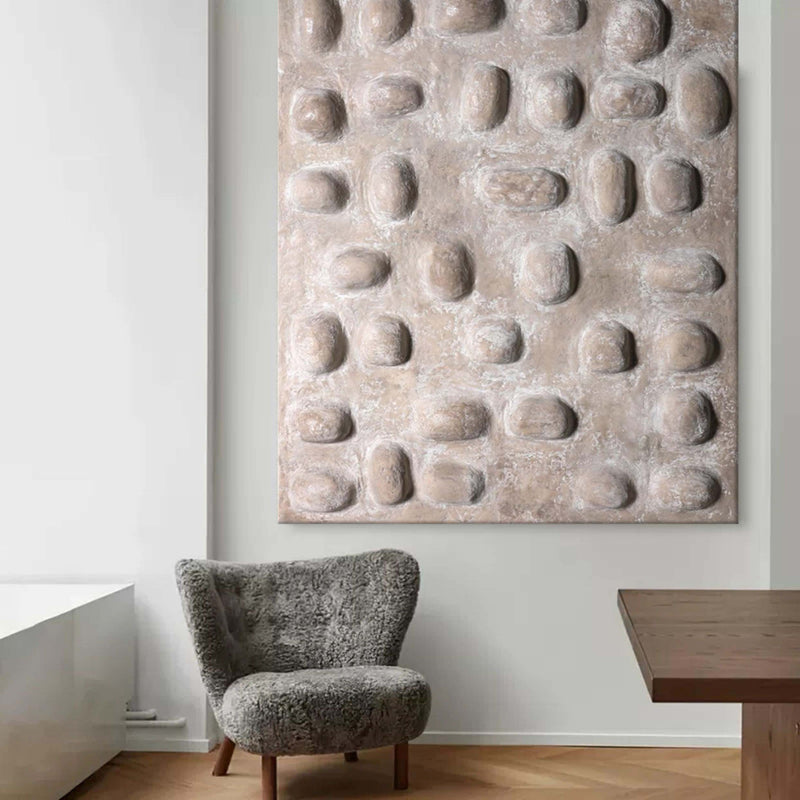3D Gray Textured Abstract Canvas Art Wabi Sabi Wall Art Thick Textured Acrylic Painting For Sale