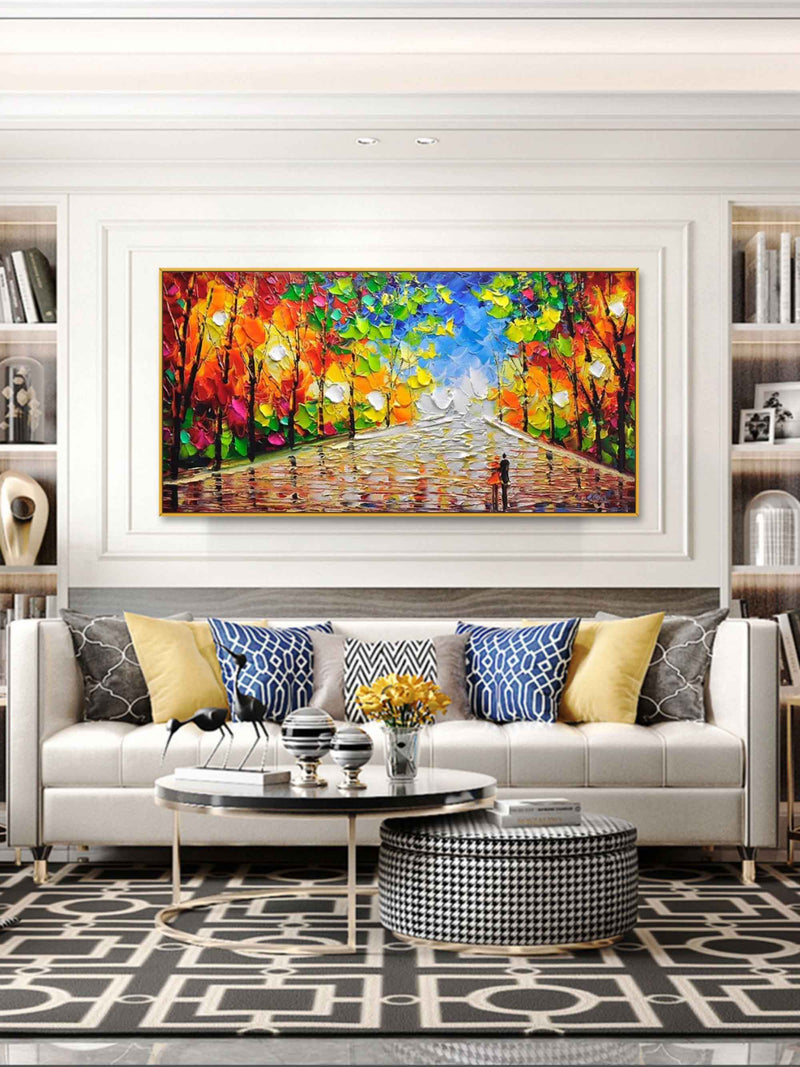 Large Palette Knife Abstract Canvas Paintings Colorful Textured Painting Living Room Wall Hanging Painting