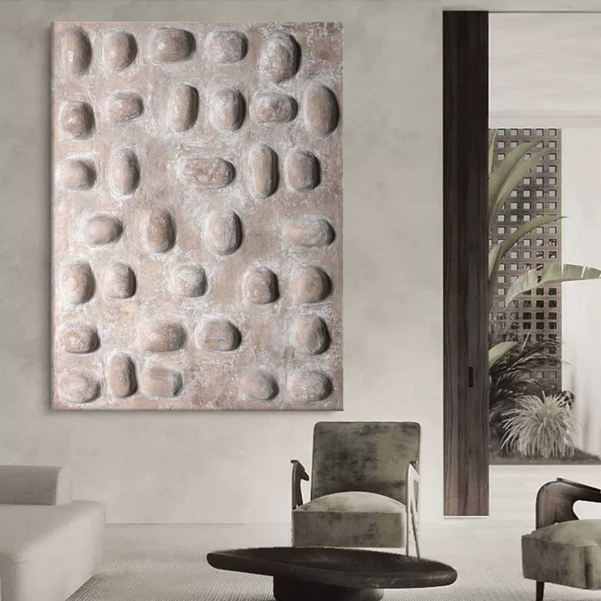 3D Gray Textured Abstract Canvas Art Wabi Sabi Wall Art Thick Textured ...