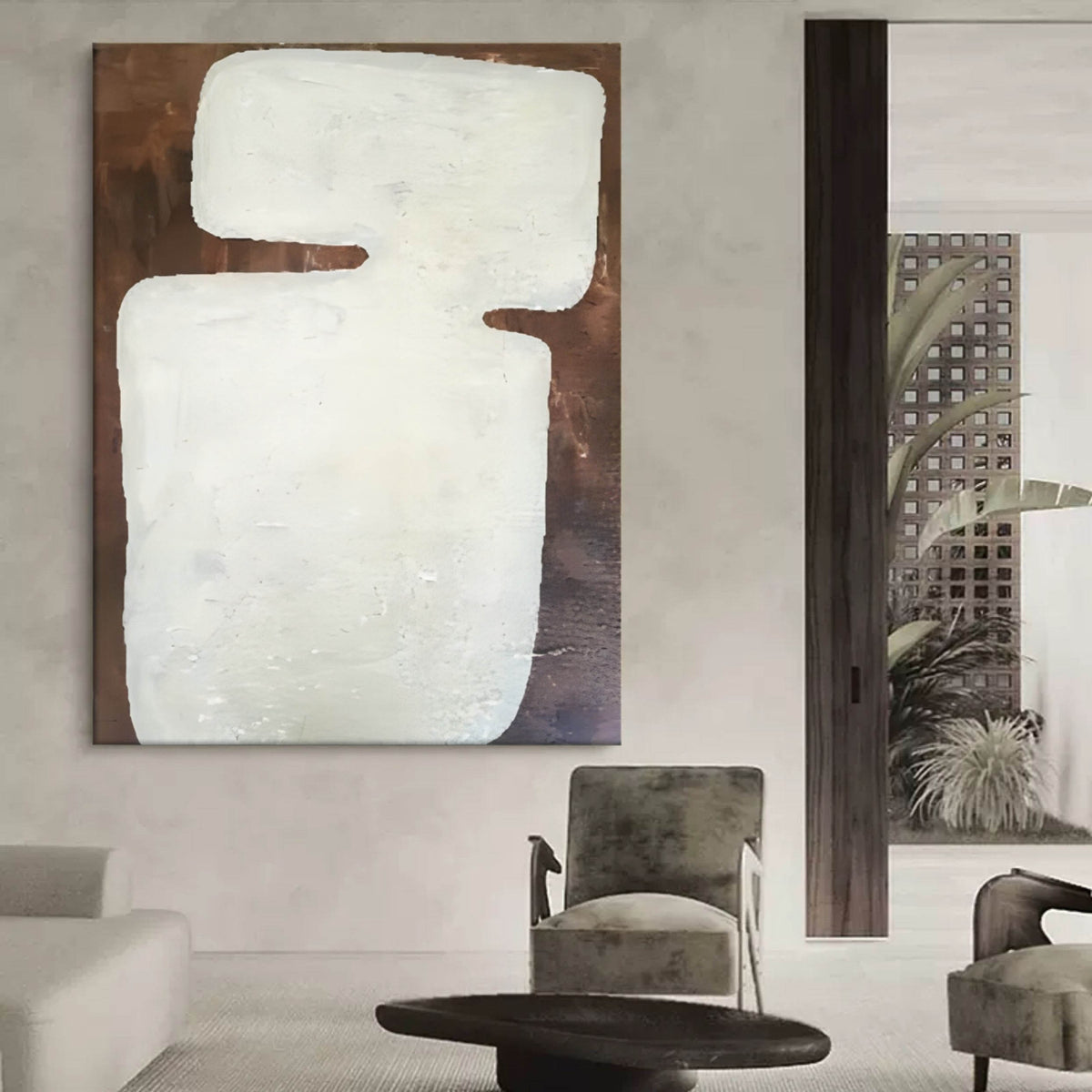 Brown and Gray Minimalist Abstract Art Canvas for Sale Wabi Sabi Art ...