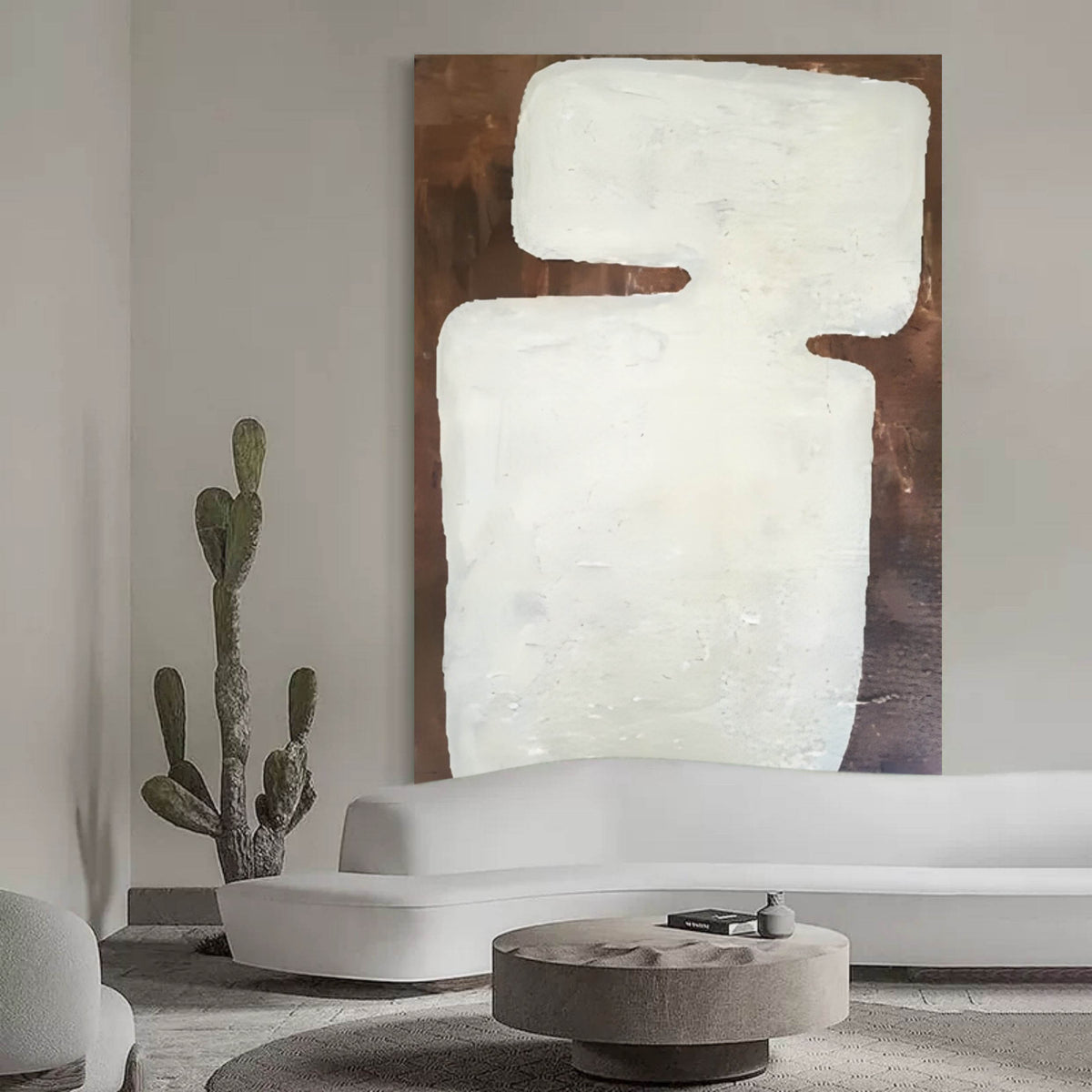 Brown and Gray Minimalist Abstract Art Canvas for Sale Wabi Sabi Art ...