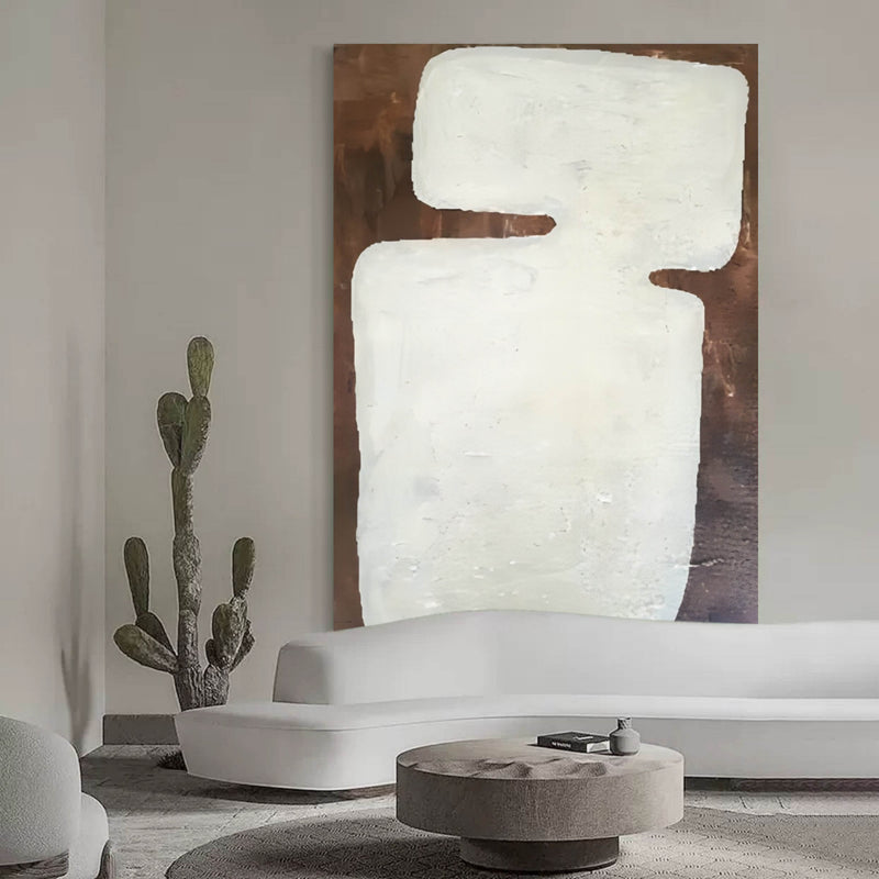 Brown and Gray Minimalist Abstract Art Canvas for Sale Wabi Sabi Art Painting Wabi-Sabi Wall Decor