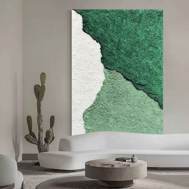 Green Textured Abstract Canvas Art Green Canvas Wall Art 3D Green Textured Acrylic Painting For Sale