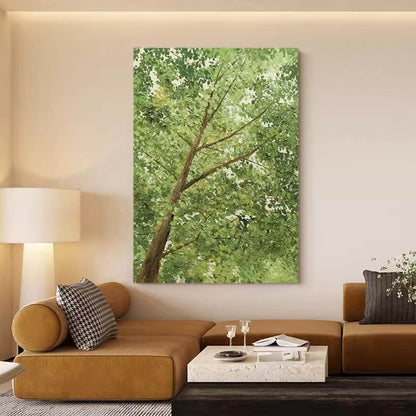 Big Green Textured Tree Painting Green Tree Textured Canvas Wall Art 3D Green Tree Acrylic Painting