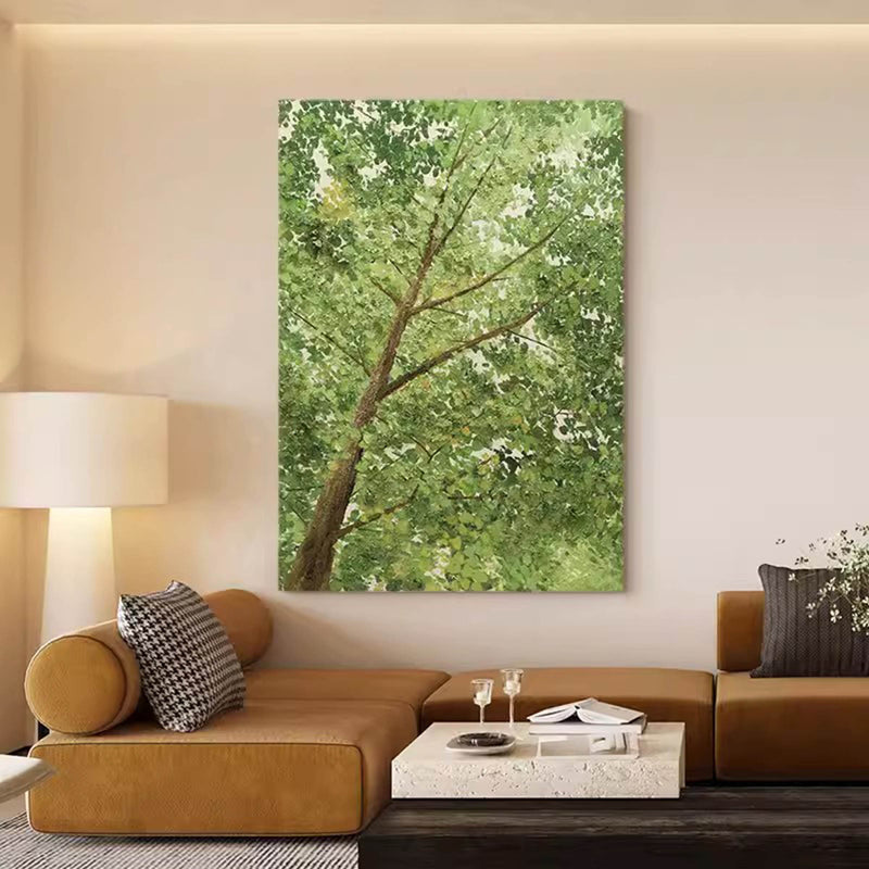 Big Green Textured Tree Painting Green Tree Textured Canvas Wall Art 3D Green Tree Acrylic Painting