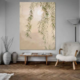 Green Willow On Canvas Wabi-Sabi Art Green Willow Oil Painting Willow Landscape Wall Art