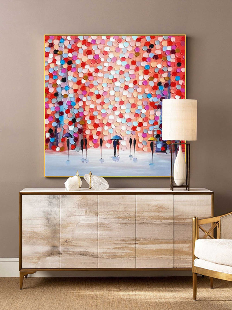 Palette Knife Canvas Oil Painting Palette Knife Texture Wall Art Colorful Abstract Textured Painting