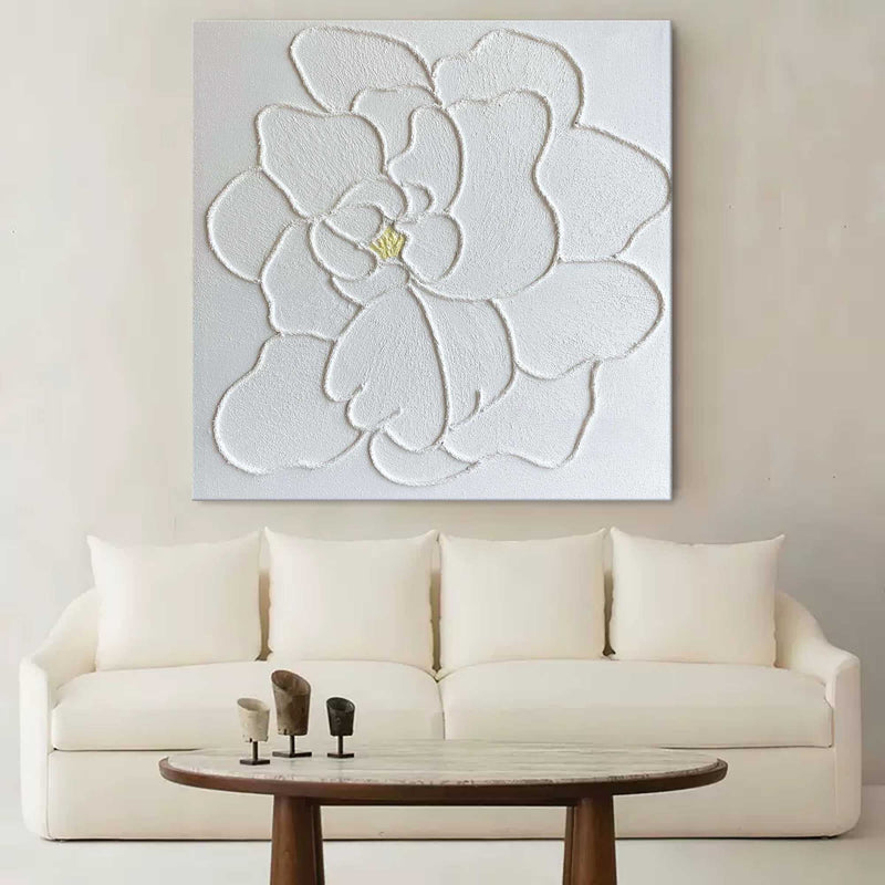 White Flowers Plaster Art White Peony Flowers Paintings For Sale Plaster Painting On Canvas