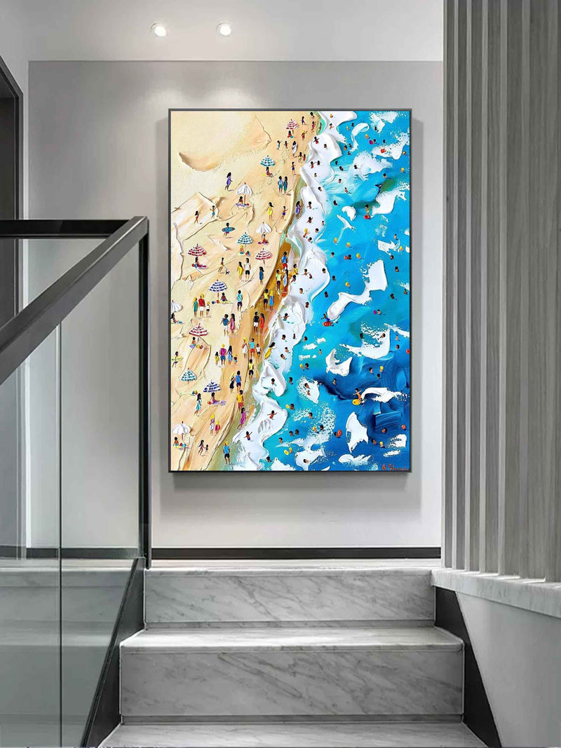 Ocean Wave Beach Oil Painting For Sale Summer Seaside Holiday Painting Plaster Canvas Art