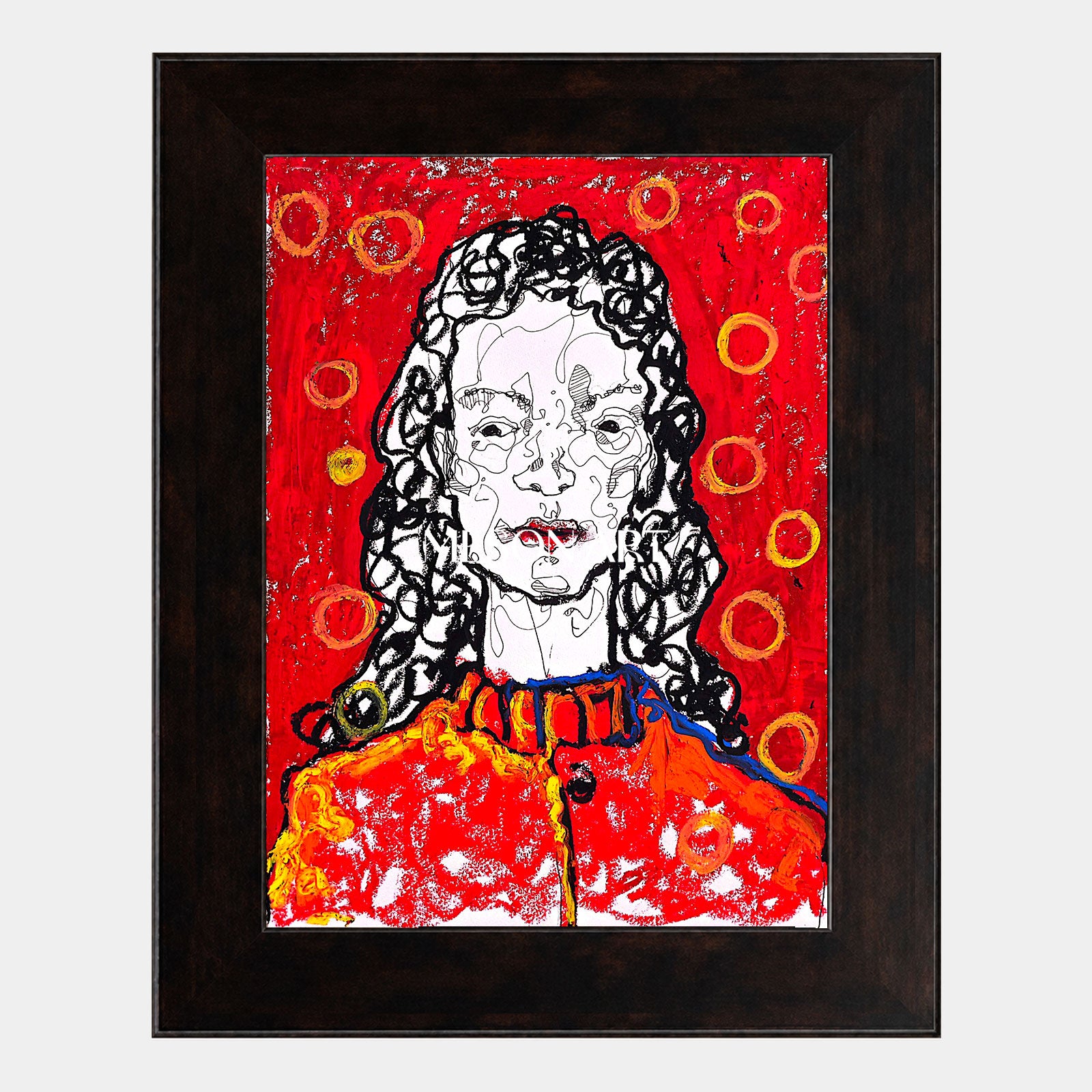 Modern Abstract Portrait Painting With Red And Yellow For Living Room Wall Decor