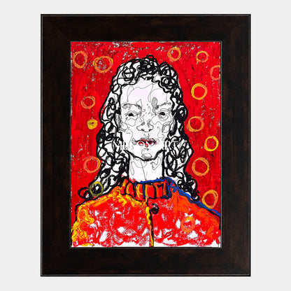 Modern Abstract Portrait Painting With Red And Yellow For Living Room Wall Decor
