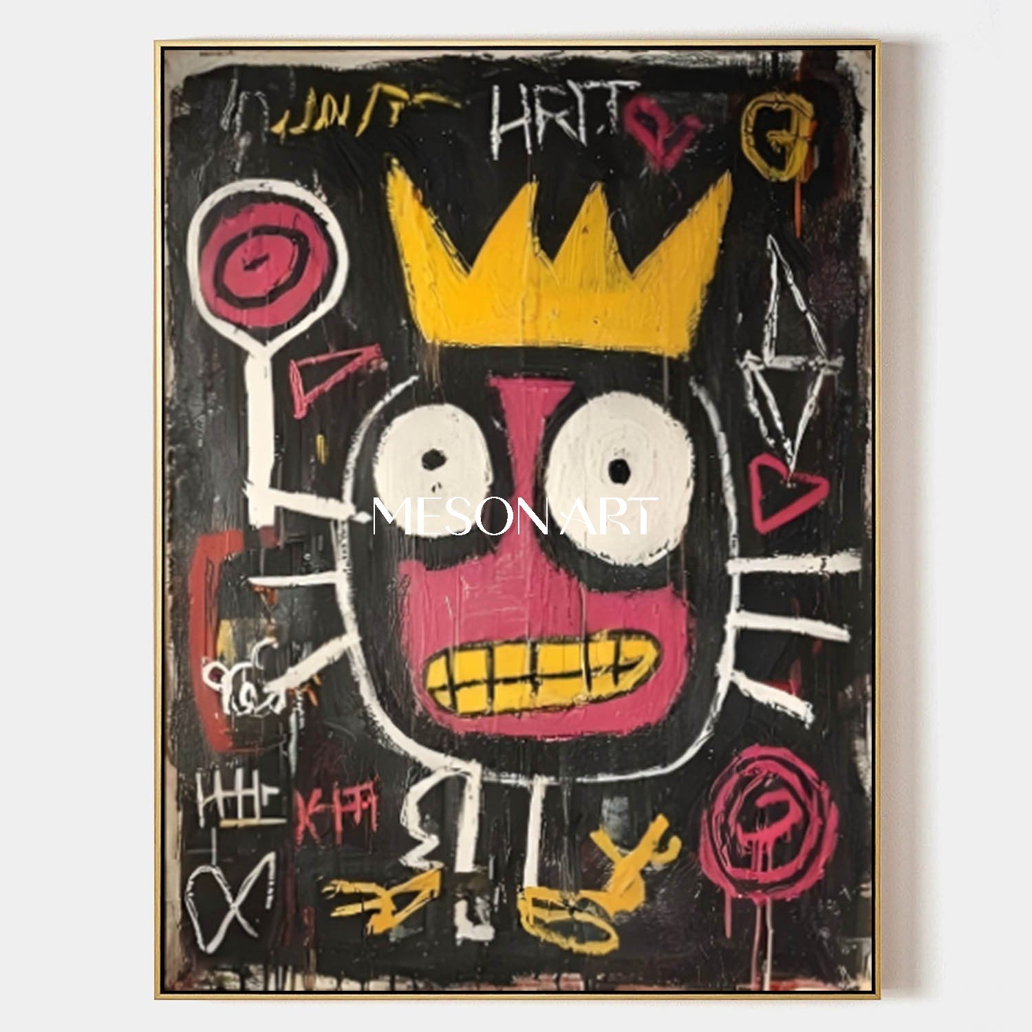 Modern Abstract Black Neo Expressionist Crown Original Oil Painting